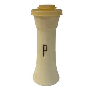Tupperware Pepper Shaker Ivory Plastic "P"  Hinged Lid 6" Tall Retro Kitchen
